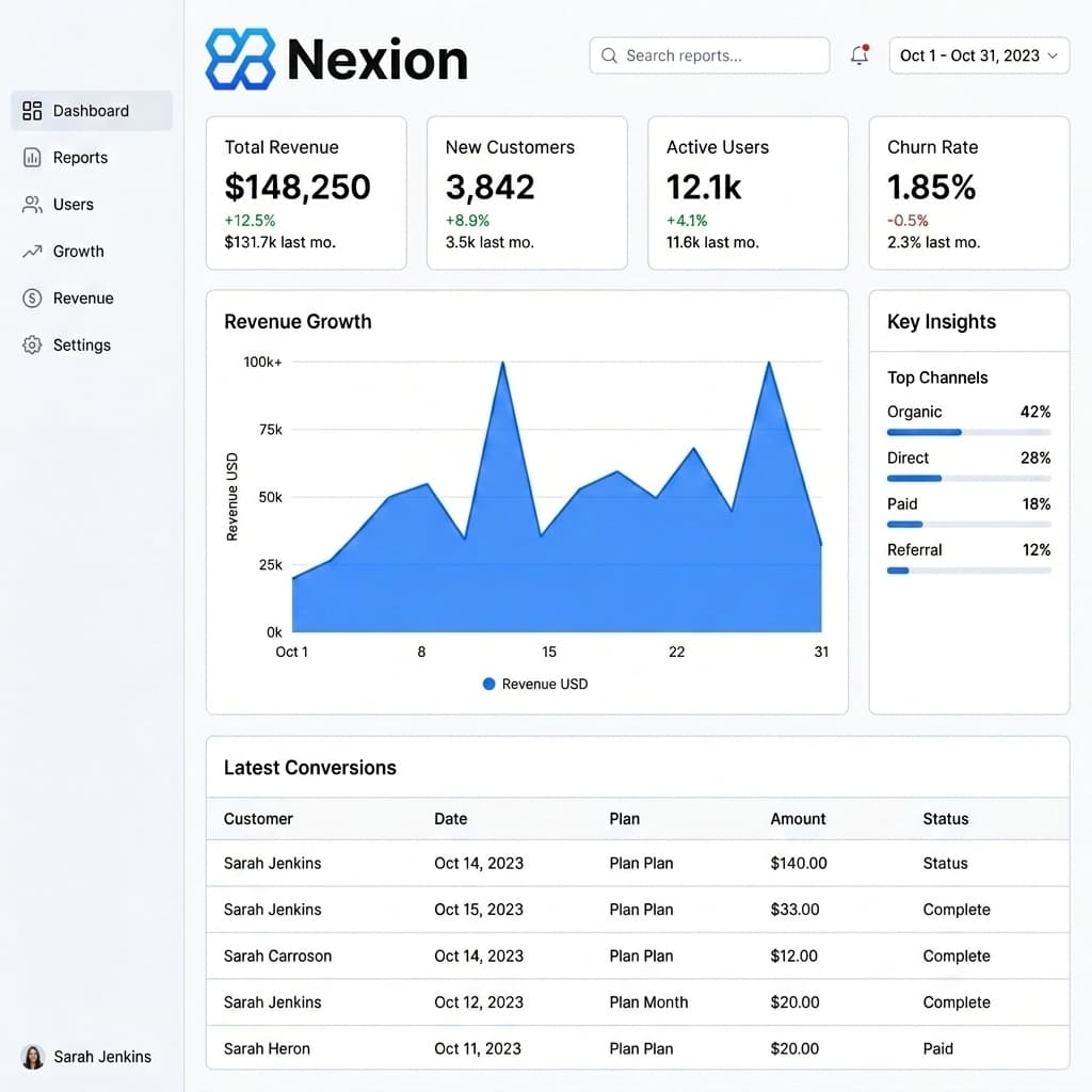 Analytics dashboard interface preview